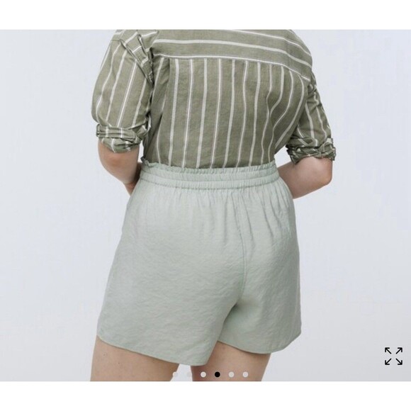 Madewell Pull On Cargo Shorts Paper bag Waist Sz Large Sage Mist Tencell NEW - Picture 2 of 8